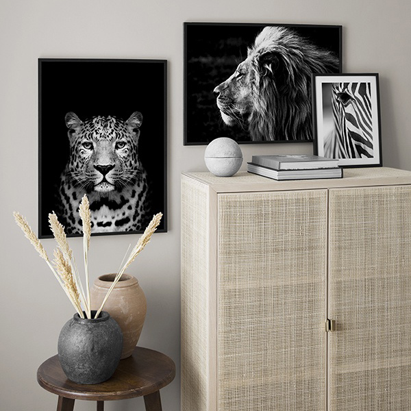 تابلوهای سیاه و سفید بالای کنسول