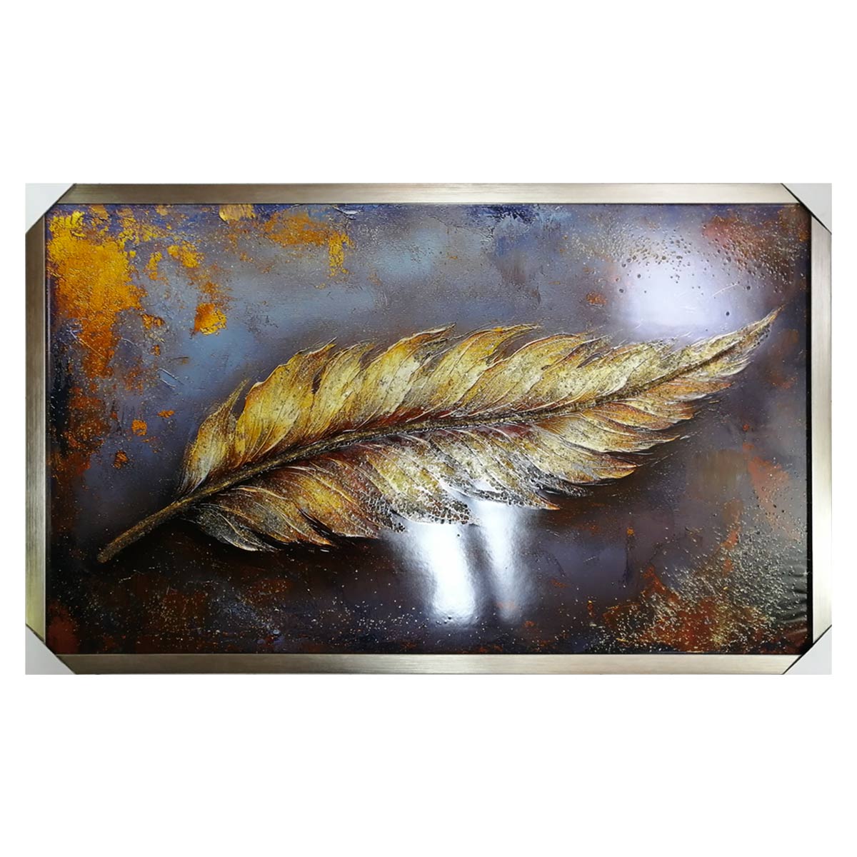 تابلو شاین تکسچر و رزین مدل پَر (دست‌ساز) کد 009