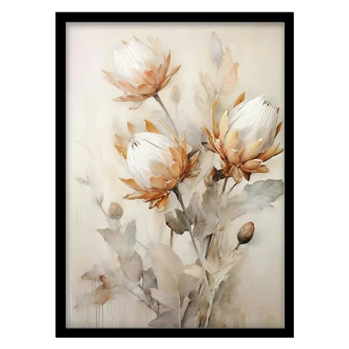 تابلو مدل نقاشی مدرن گل سفید کد 3370 | تابلو فریم‌چاپ، تابلو بوم