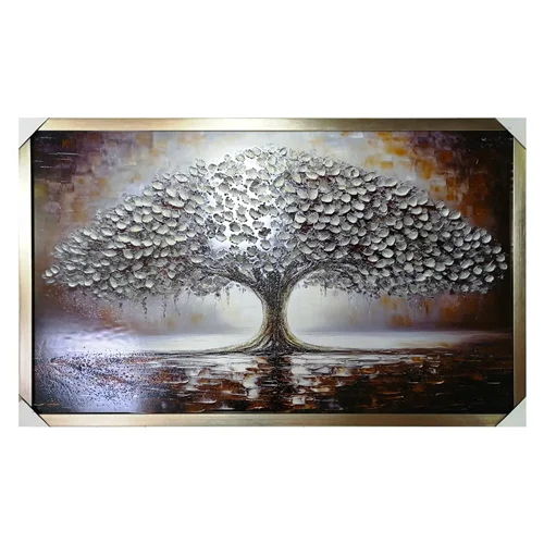 تابلو شاین تکسچر و رزین مدل درخت (دست‌ساز) کد 013