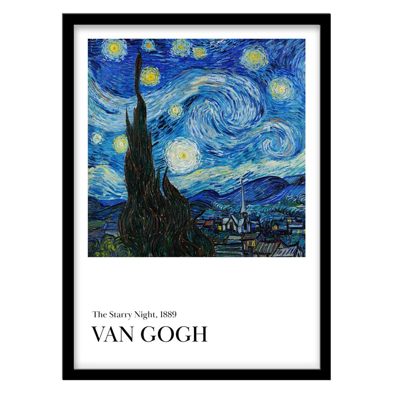 تابلو دکوراتیو مدل نقاشی کلاسیک The Starry Night اثر Van Gogh