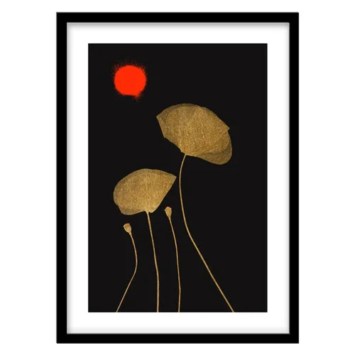 تابلو دکوراتیو مدل پوستر مدرن گل طلایی کد 2586