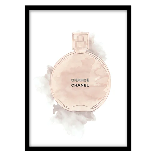 تابلو دکوراتیو مدل نقاشی آبرنگ عطر شنل کد 0566