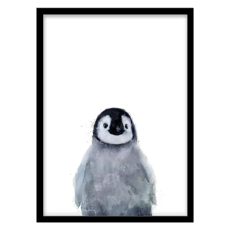 تابلو دکوراتیو مدل نقاشی آبرنگ پنگوئن کد 0759