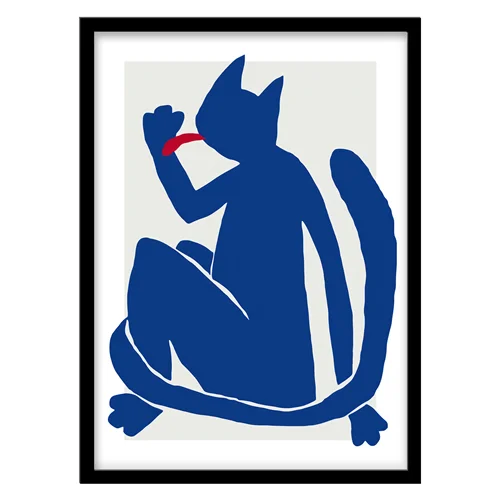 تابلو دکوراتیو مدل Abstract Illustration Blue Cat