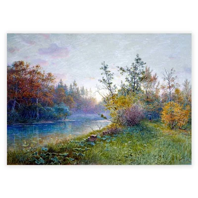 تابلو فرش مدل نقاشی منظره پاییزی کد 009