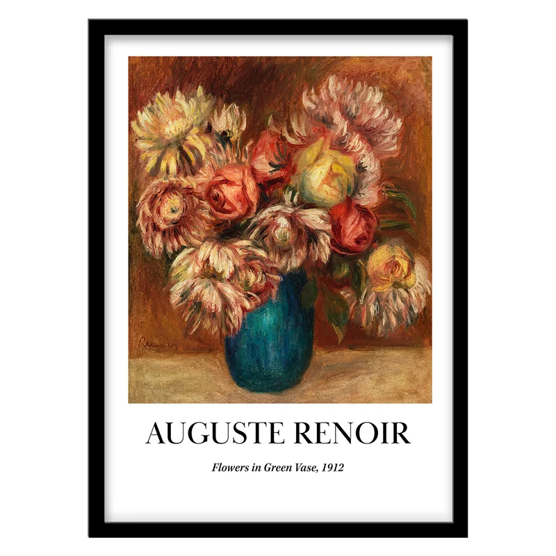 تابلو دکوراتیو مدل نقاشی کلاسیک Flowers in Green Vase اثر Auguste Renoir