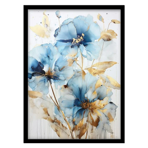 تابلو مدل نقاشی مدرن گل آبی کد 3363 | تابلو فریم‌چاپ، تابلو بوم
