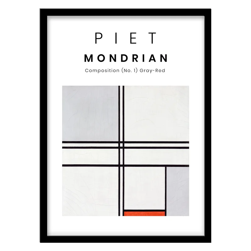 تابلو دکوراتیو مدل نقاشی کلاسیک Composition Gray-Red اثر Piet Mondarin