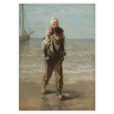 تابلو فرش مدل نقاشی کودک و دریا کد 024