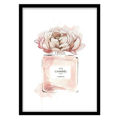 تابلو دکوراتیو مدل نقاشی آبرنگ عطر شنل کد 0567