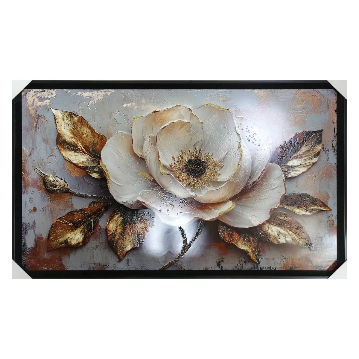 تابلو شاین تکسچر و رزین مدل گل (دست‌ساز) کد 003